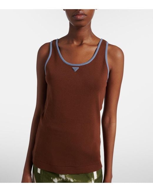 Prada Brown Cotton Jersey Tank Top