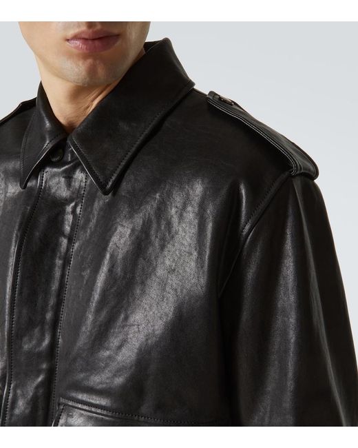 Burberry Black Leather Jacket for men