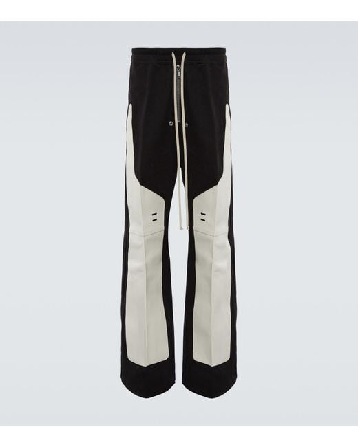 Rick Owens Black Geth Belas Leather-paneled Pants for men