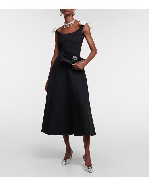 Manolo Blahnik Black Capri Embellished Satin Clutch