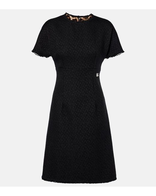 Dolce & Gabbana Black Dg Wool-Blend Tweed Minidress