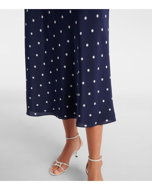 Alessandra Rich Blue Polka-Dot Silk Midi Dress