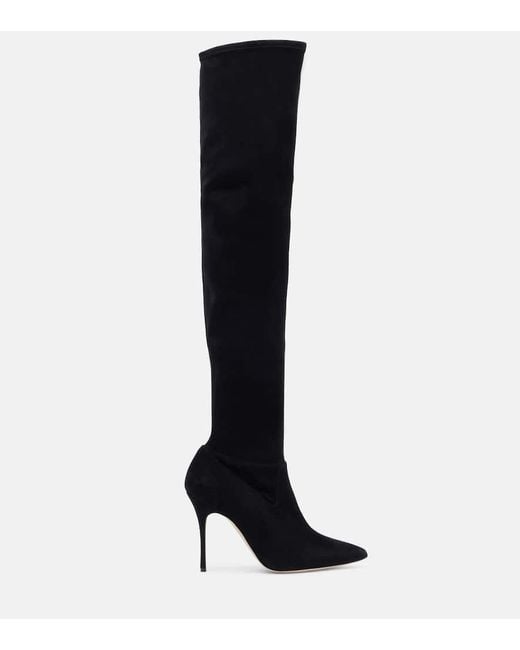 Manolo Blahnik Black Overknee-Stiefel Pascalarehi 105