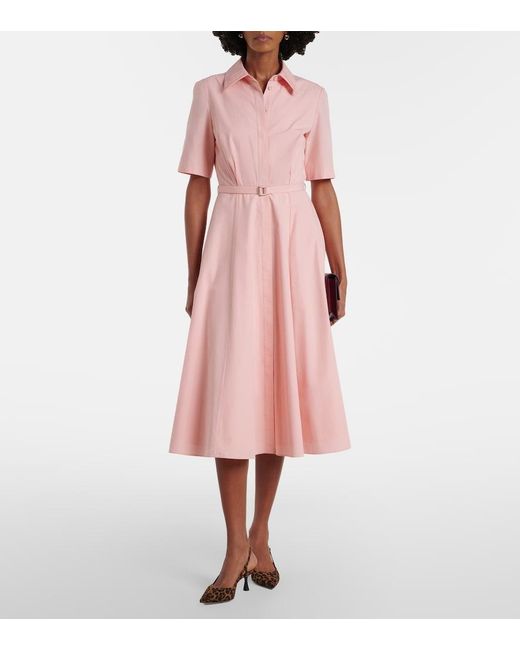 Emilia Wickstead Pink Rubie Belted Cotton Midi Dress