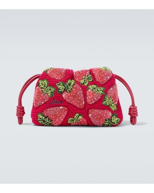 Loewe Red Paula's Ibiza Flamenco Mini Beaded Clutch for men