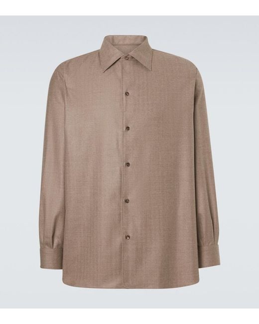 Loro Piana Brown Franco Virgin Wool Shirt for men