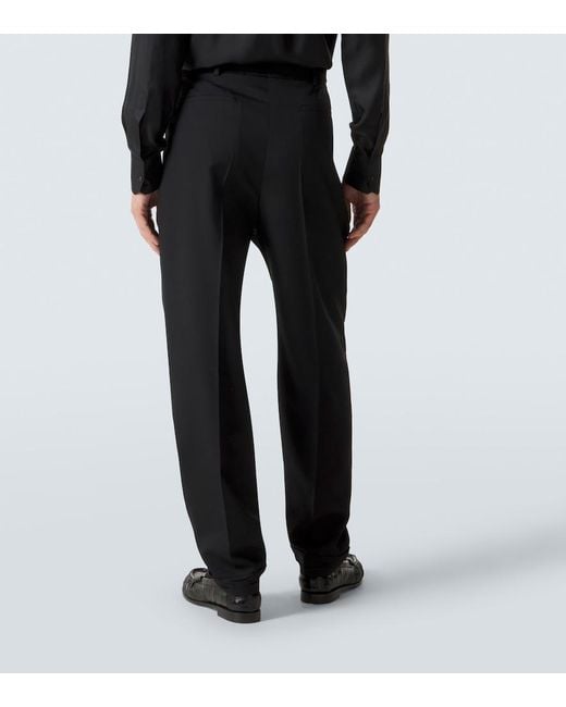 Saint Laurent Black Wool Gabardine Straight Pants for men