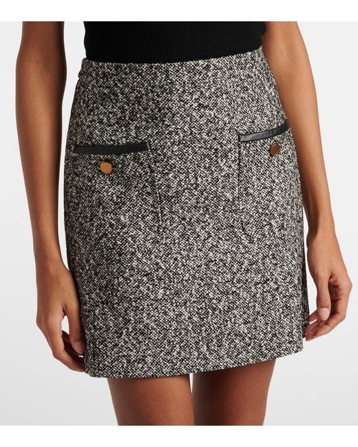 Max Mara Gray Cosa Wool-Blend Tweed Miniskirt