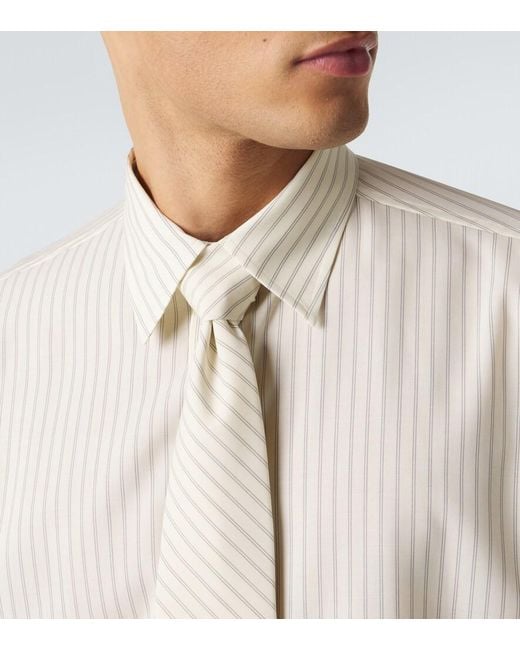 Auralee White Striped Wool Tie for men