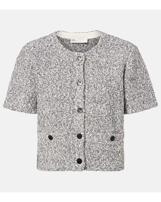 Tory Burch Gray Cropped Tweed Top