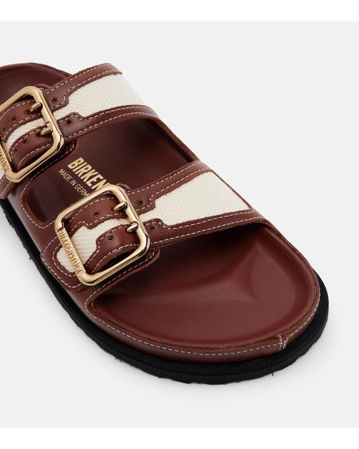 Birkenstock Brown Arizona Leather And Canvas Sandals
