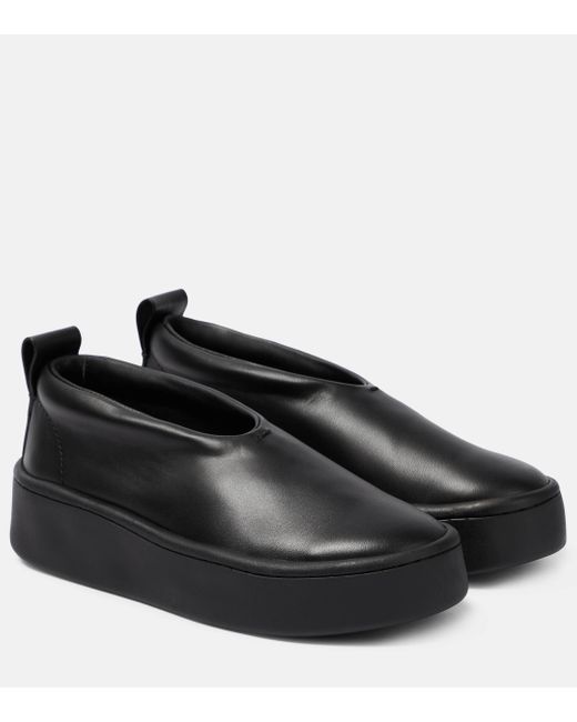 Jil Sander Black Leather Slip-on Sneakers