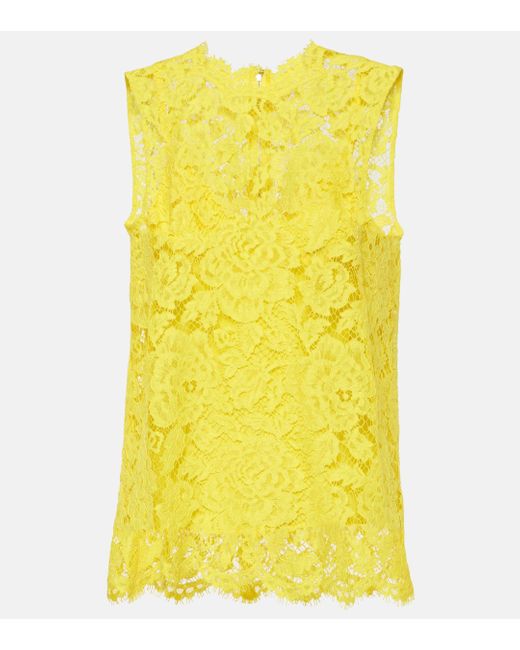 Top en dentelle a fleurs Dolce & Gabbana en coloris Yellow