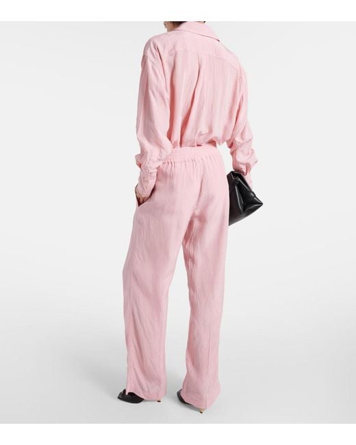 Victoria Beckham Pink High-Rise Wide-Leg Pants