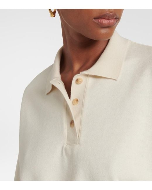 Loro Piana White Cocooning Cashmere Polo Sweater