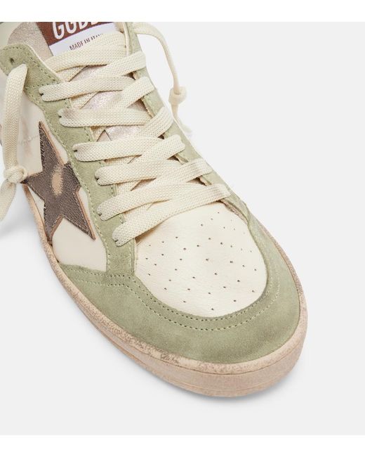 Golden Goose Deluxe Brand Metallic Ball Star Suede-Trimmed Leather Sneakers