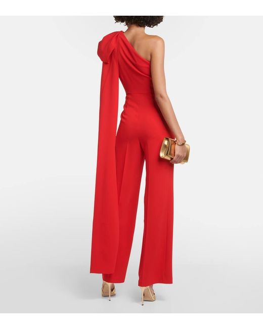 Jumpsuit asimmetrica in cady con fiocco di Roland Mouret in Red