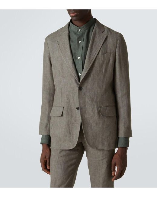 Rubinacci Green Linen Blazer for men