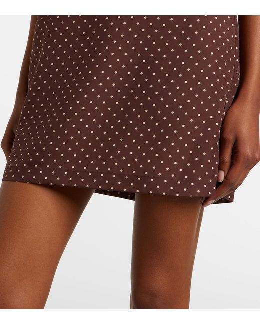 Posse Brown Evie Belted Polka-Dot Minidress