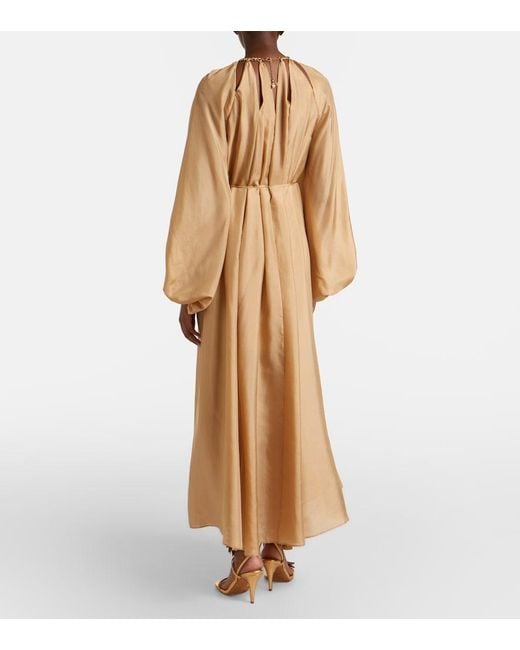 Zimmermann Natural Mahon Embellished Silk Maxi Dress