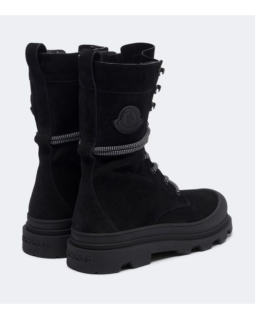 Moncler Black Vera Suede Lace-Up Boots