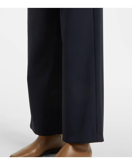 Max Mara Blue Argenta Wool Crepe Gabardine Straight Pants