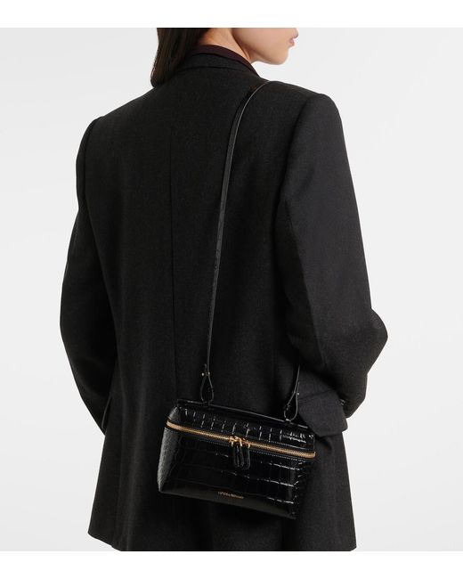 Victoria Beckham Black Vanity Croc-Effect Leather Vanity Bag