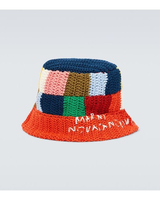 Marni Red X No Vacancy Inn Cotton Bucket Hat for men