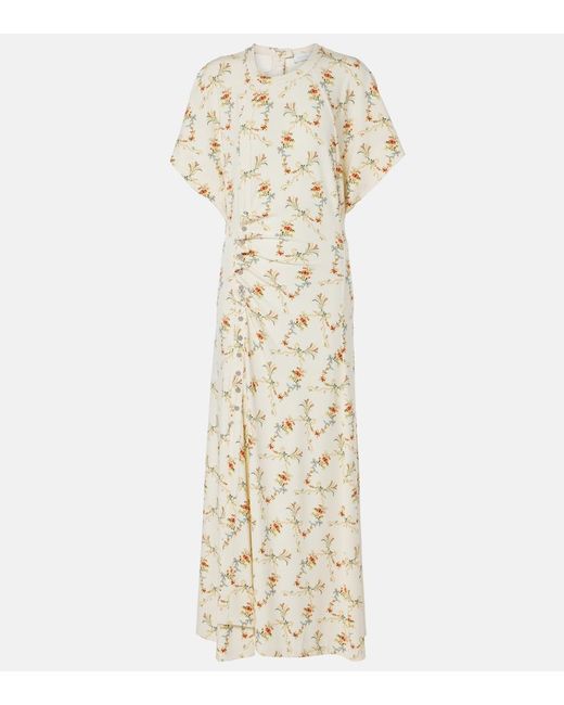 Rabanne Metallic Floral Gathered Midi Dress