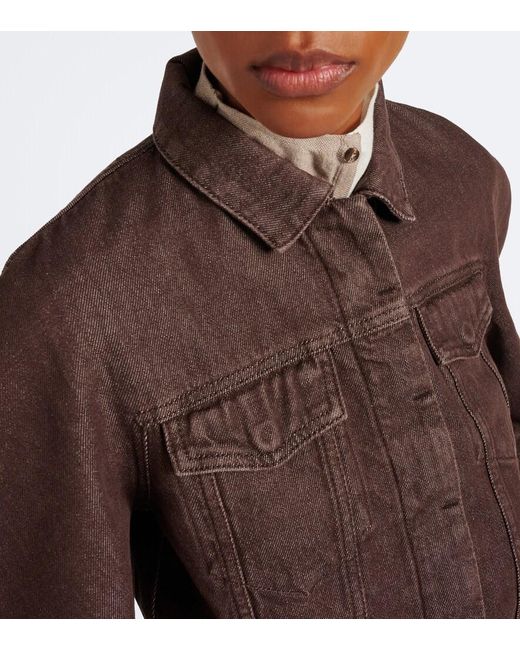 Jacquemus Brown Ovalo Cropped Denim Jacket