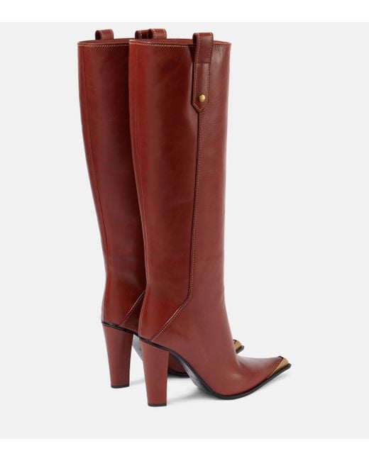 Etro Red Leather Knee-high Boots