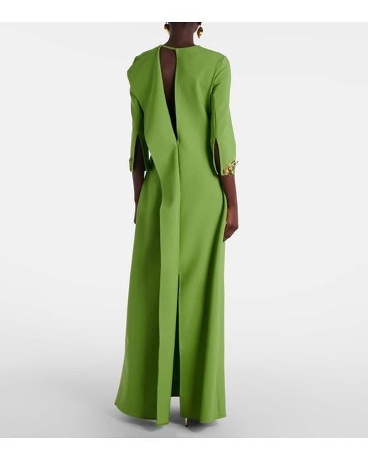 Vestido De Fiesta En Mezcla De Lana Adornado Oscar de la Renta de color Green
