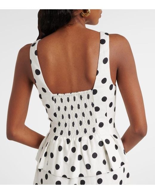 Posse White Rosalie Polka-Dot Linen Top