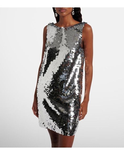 Dolce & Gabbana White Sequined Open-Back Minidress