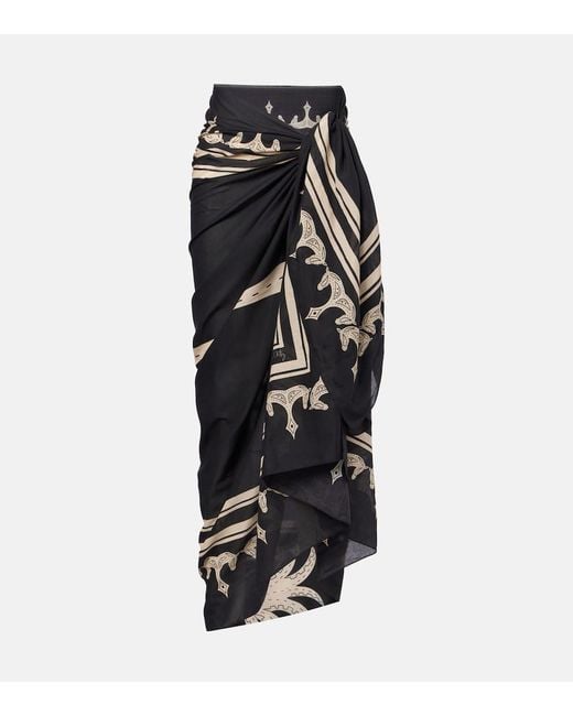 Pareo De Algodon Estampado Johanna Ortiz de color Black