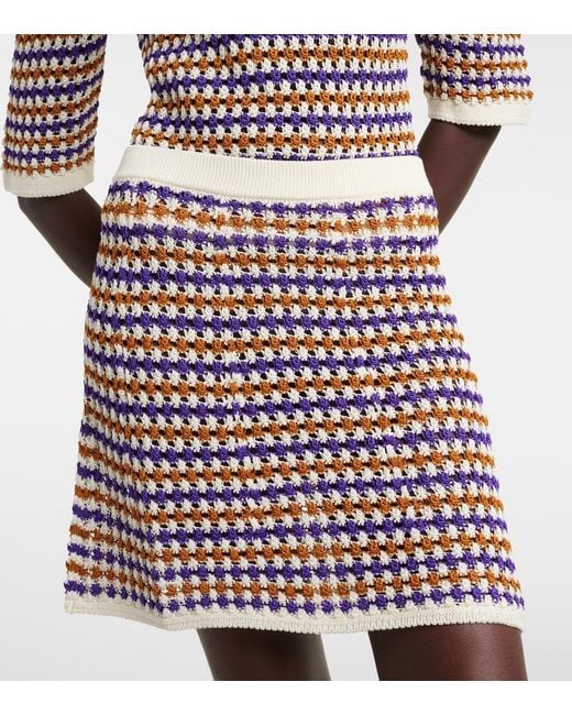 Eres Red Design Open-Knit Cotton-Blend Miniskirt
