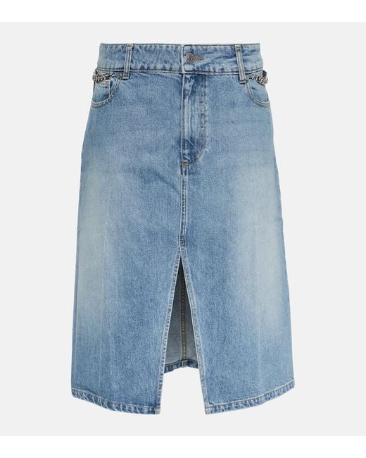 Stella McCartney Blue Iconic Falabella Chain-Link Denim Skirt