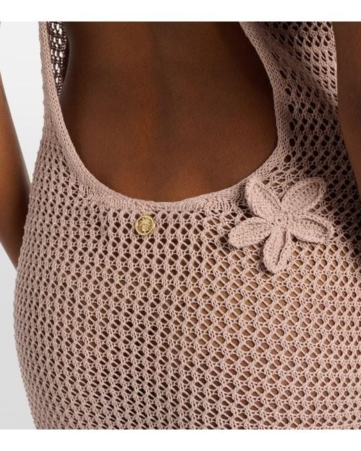 Bananhot Pink Hilsa Open-Knit Lame Maxi Dress