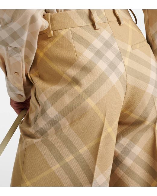 Pantalon ample Check en laine Burberry en coloris Natural