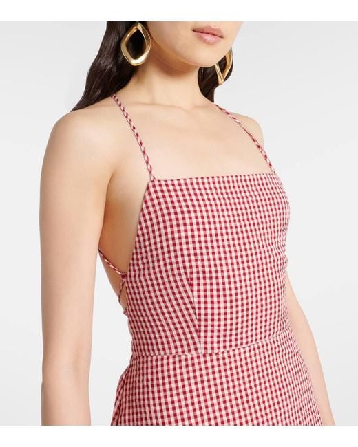 Vestido Largo Lori De Algodon A Cuadros Posse de color Purple