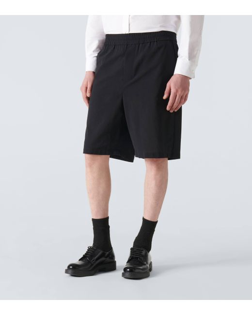 AMI Black Cotton Crepe Bermuda Shorts for men