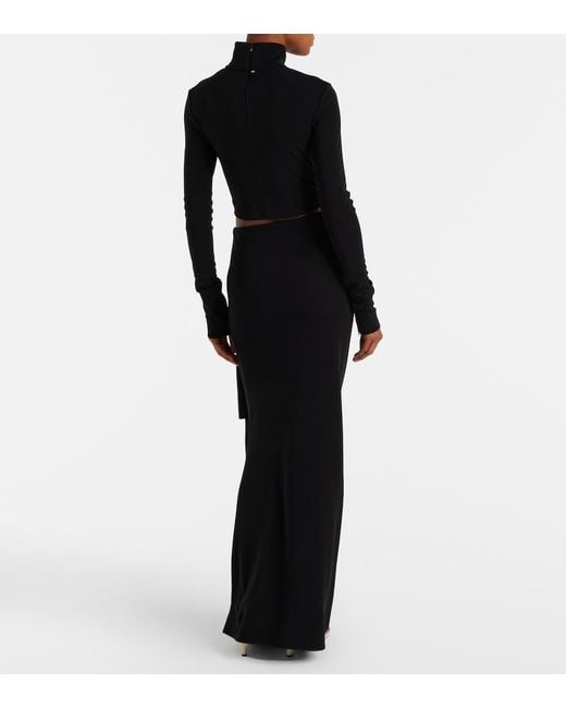 Sportmax Black Cutout Jersey Maxi Dress