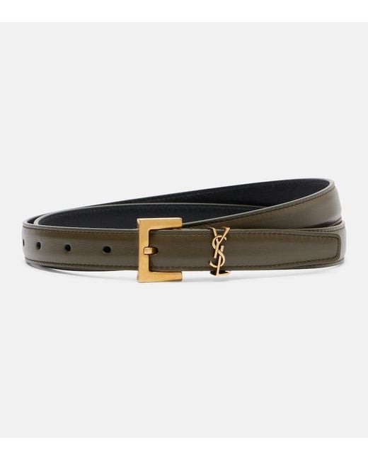 Saint Laurent Green Cassandre Leather Belt