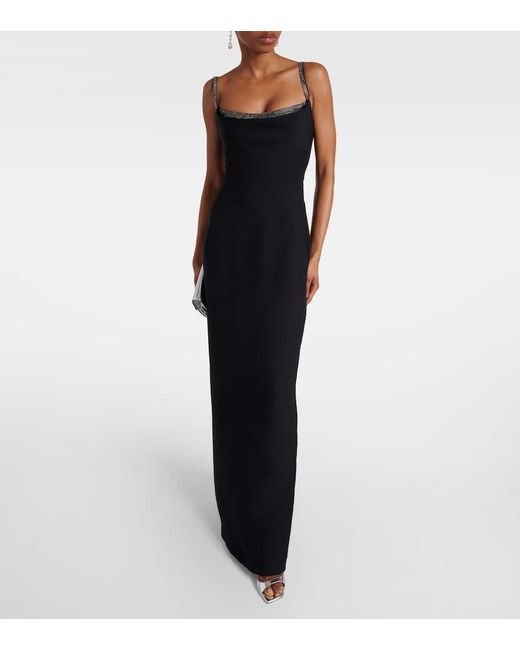 Roland Mouret Black Embellished Wool And Silk Gown