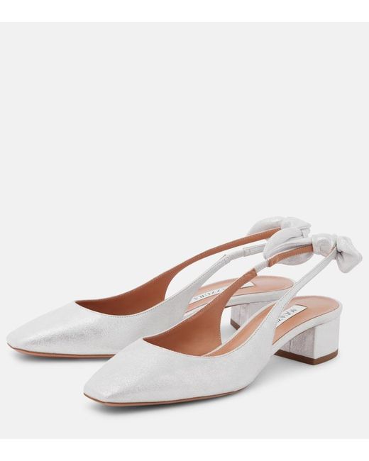 Escarpins Very Bow En Daim Aquazzura en coloris Metallic