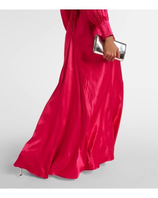 Rixo Red Marni 2 Satin Crepe Maxi Dress