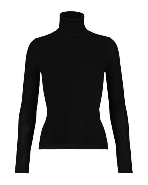 Saint Laurent Cashmere, Wool And Silk Turtleneck Sweater in Black - Lyst