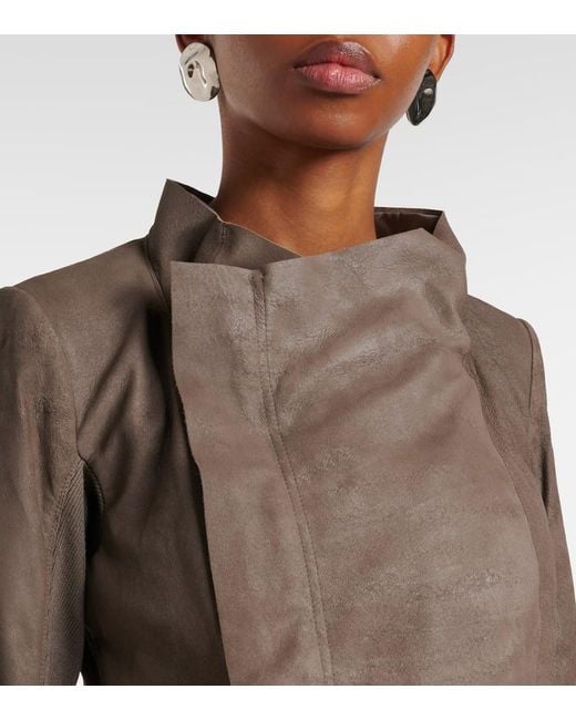 Rick Owens Gray Leather Biker Jacket