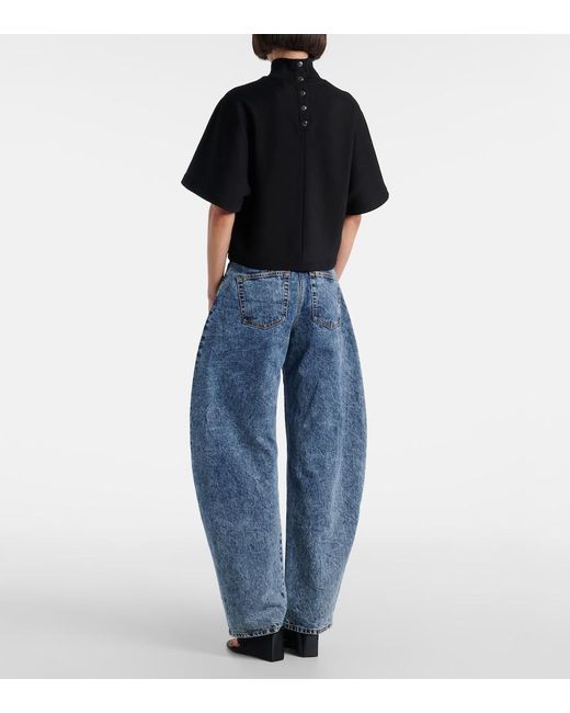 Alaïa Black High-Neck Cotton Jersey T-Shirt