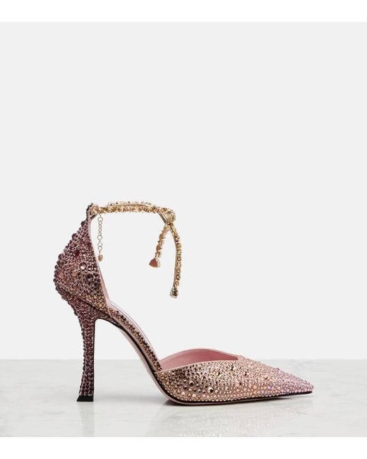 Escarpins Stevie 100 En Satin A Cristaux Jimmy Choo en coloris Pink
